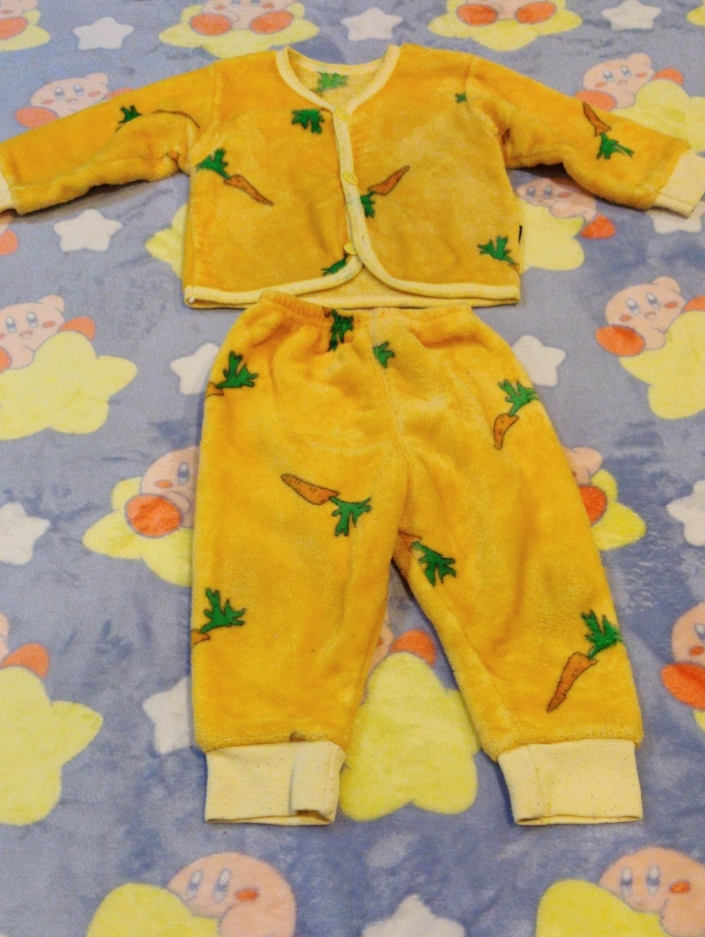 Yellow Baby Pajama Top with Carrot Print